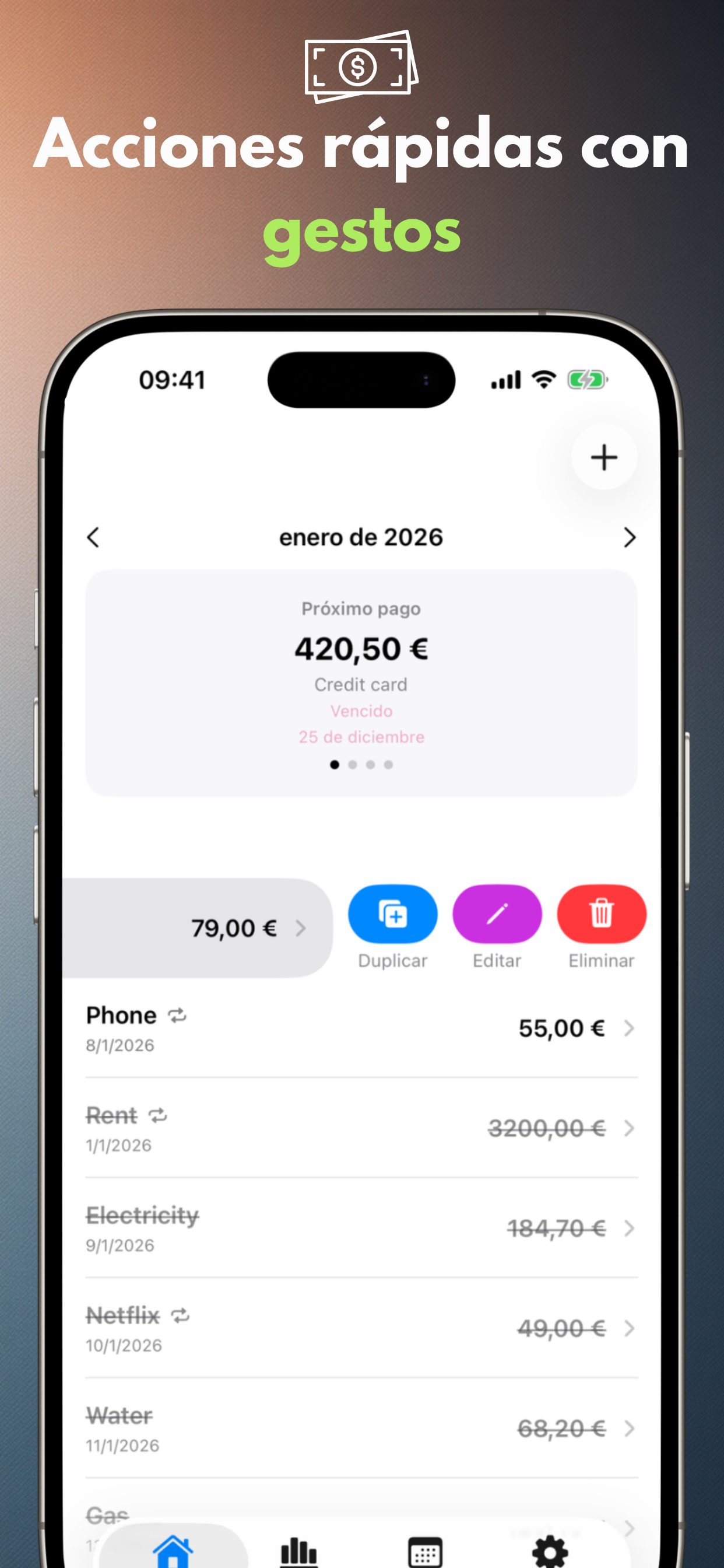 Acciones rápidas con gestos
